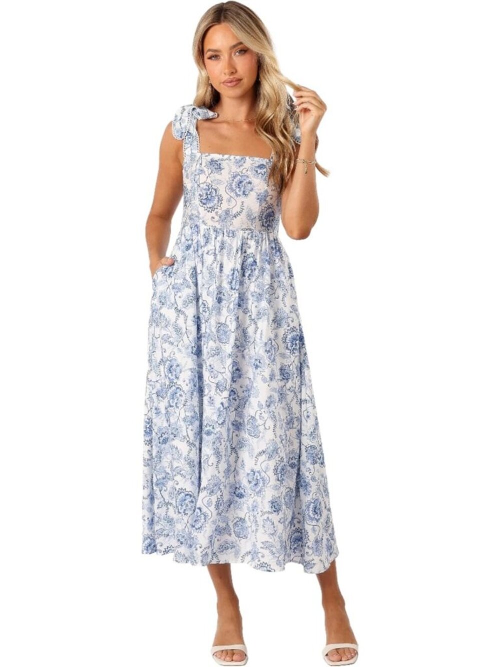 Chic Women's Midi Dress - Floral Print, Sleeveless, Perfect for Summer Events